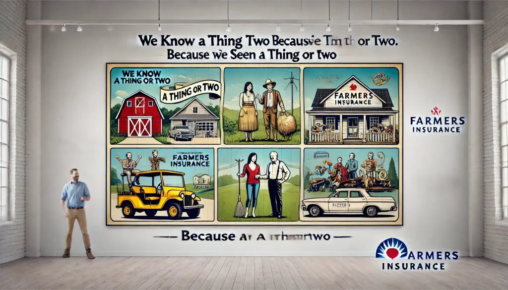 Farmers Insurance commercials with iconic humor and storytelling.